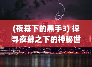 (夜幕下的黑手3) 探寻夜幕之下的神秘世界：天黑装备铺的夜晚营业奇遇