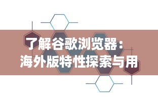 了解谷歌浏览器： 海外版特性探索与用户体验优化秘籍 v6.1.2下载