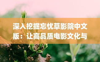 深入挖掘忘忧草影院中文版：让高品质电影文化与国人心灵深处的情感触动相融合