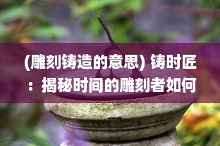 (雕刻铸造的意思) 铸时匠：揭秘时间的雕刻者如何精心塑造每一刻的意义与价值