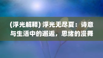 (浮光解释) 浮光无尽夏：诗意与生活中的邂逅，思绪的漫舞与心灵的涌动